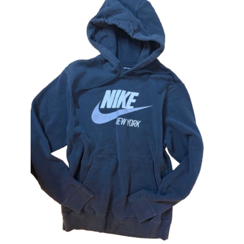 Nike New York City Hoodie Mens Small Black Fleece Pullover Futura Swoosh Hoodie